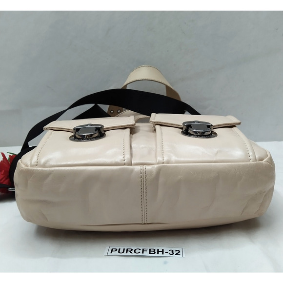 Marc Jacobs Beige Leather Double Pushlock Double Handles Tote Shoulder Bag - Picture 8 of 16